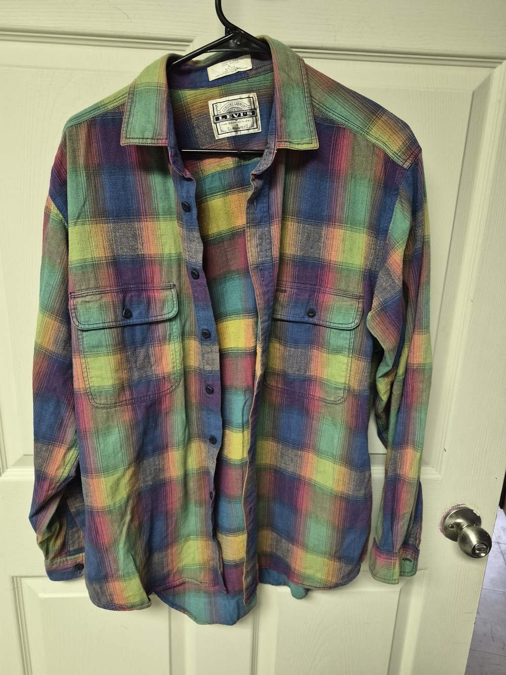 Levi's Multicolor Plaid Button-Down Shirt - Green, Blue, Yellow, Pink